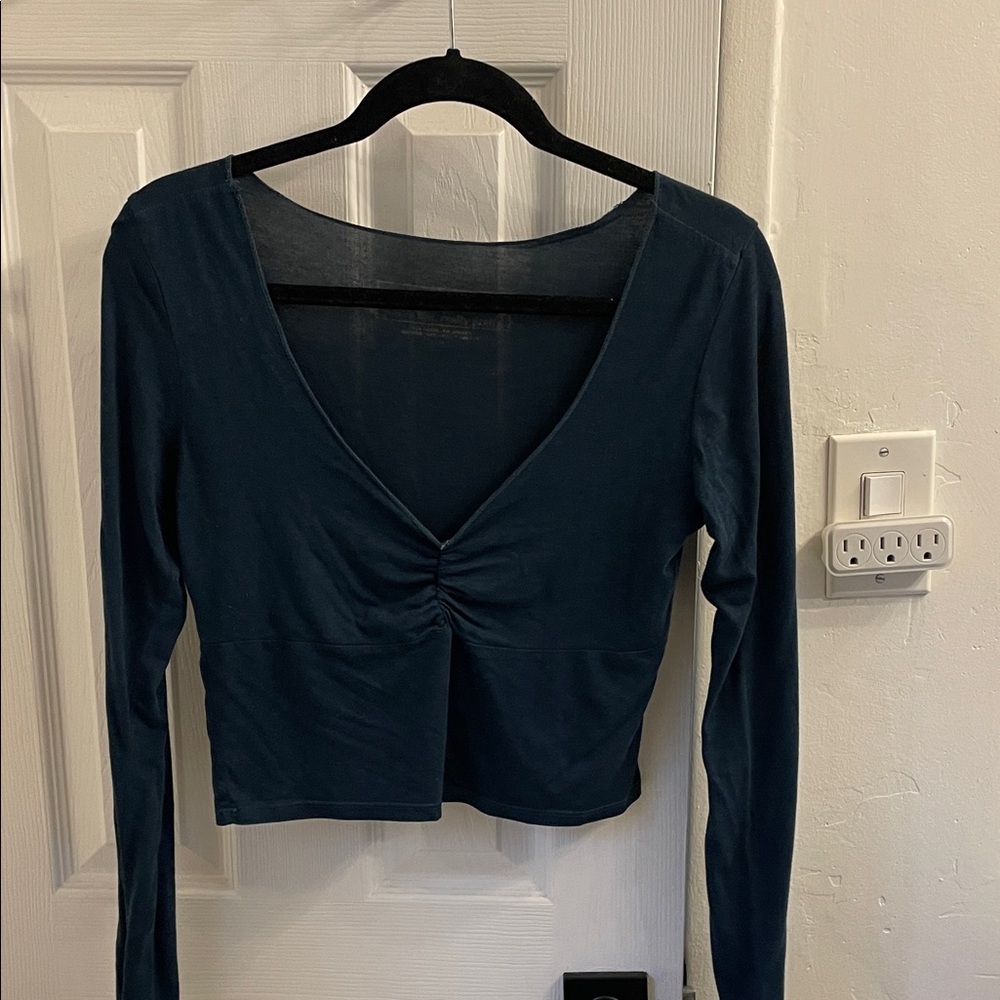 Skatie Navy Long Sleeve crop Top